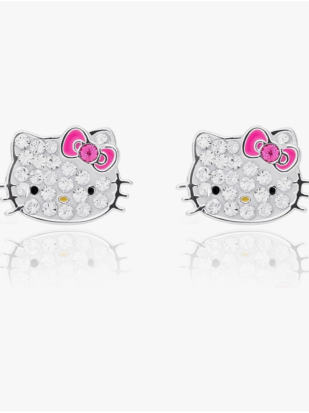 💕NEW Sparkling Bling Swarovski Crystal Silver Hello Kitty Earrings Or Bracelet - Picture 1 of 5